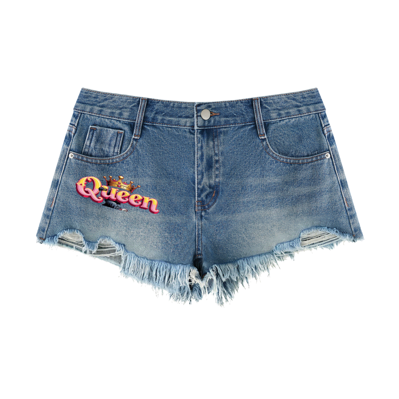 Women's Vintage Wash Raw Hem Denim Shorts